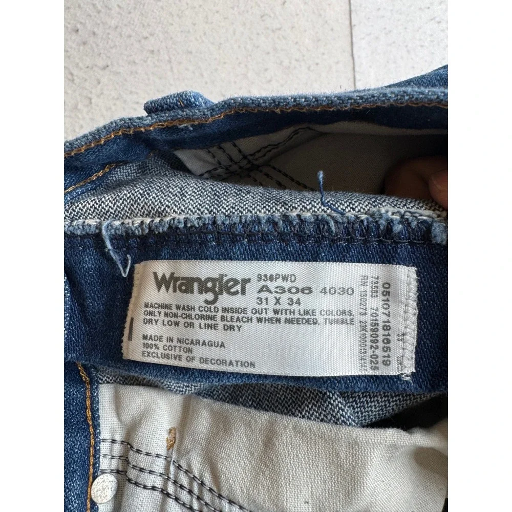 Wrangler Cowboy Cut Slim Fit Jeans 936PWD Blue Denim 31x34 Mens High Rise